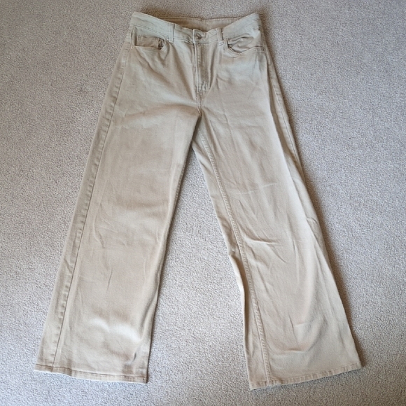 Divided Denim - Divided Tan Flare Wide Leg Jeans